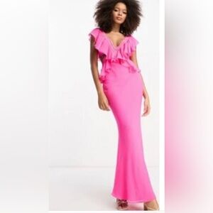Hot pink dress with waist cut outs ASOS